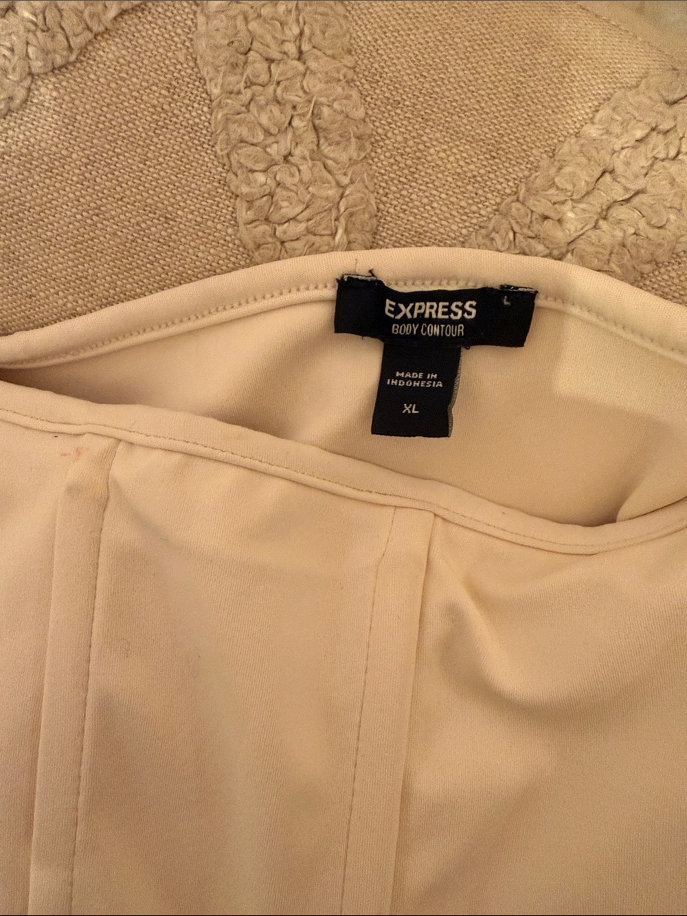 Express Strapless Bodycon Dress in Cream